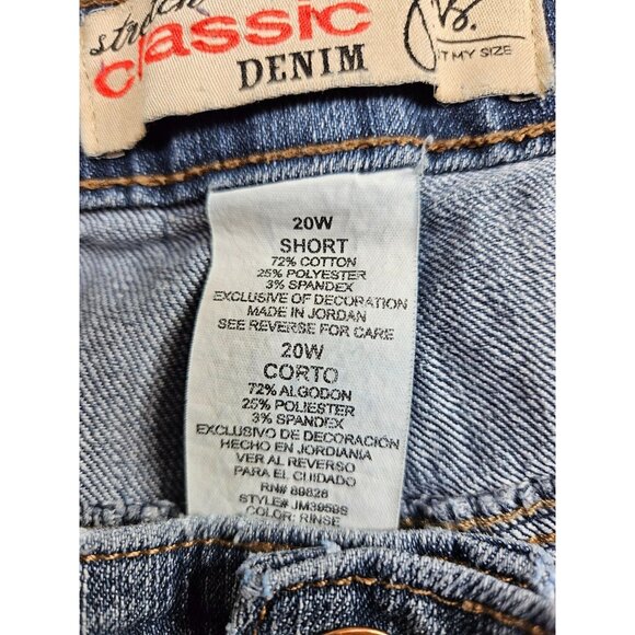 Just My Size JMS Womens Size 20W Short Classic Stretch Denim Blue Jeans - Picture 5 of 13
